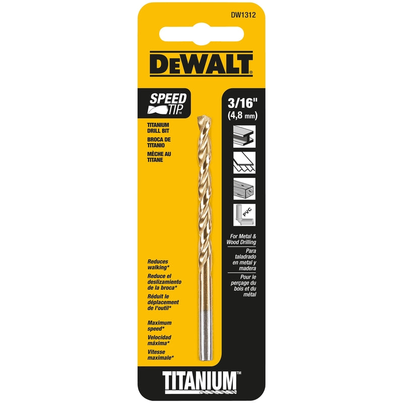 DeWalt 3/16 in. X 3.5 in. L High Speed Steel Split Point Drill Bit Straight Shank 1 pc