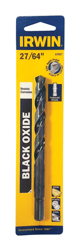 Irwin 27/64 in. X 5-3/8 in. L High Speed Steel Jobber Length Drill Bit Reduced Round Shank 1 pc