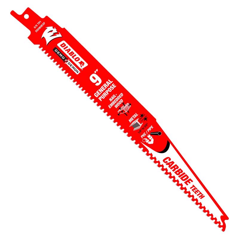 Diablo Demo Demon 9 in. Carbide Reciprocating Saw Blade 6/9 TPI 3 pk