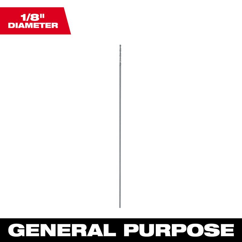 Milwaukee 1/8 in. X 12 in. L Aircraft Length Drill Bit 3-Flat Shank 1 pc