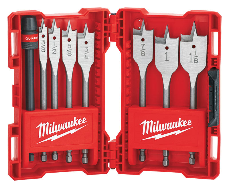 Milwaukee Quik-Lok 6 in. L Flat Boring Auger Bit Set Carbon Steel 8 pc