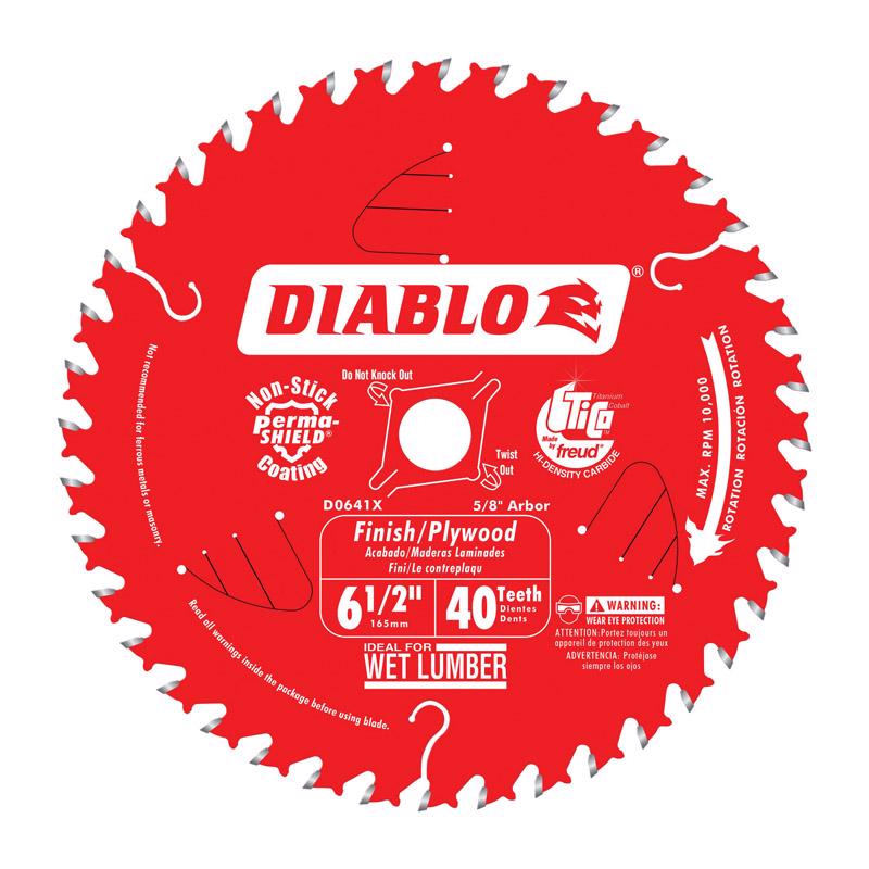 Diablo 6-1/2 in. D X 5/8 in. Finish/Plywood TiCo Hi-Density Carbide Finish Saw Blade 40 teeth 1 pk