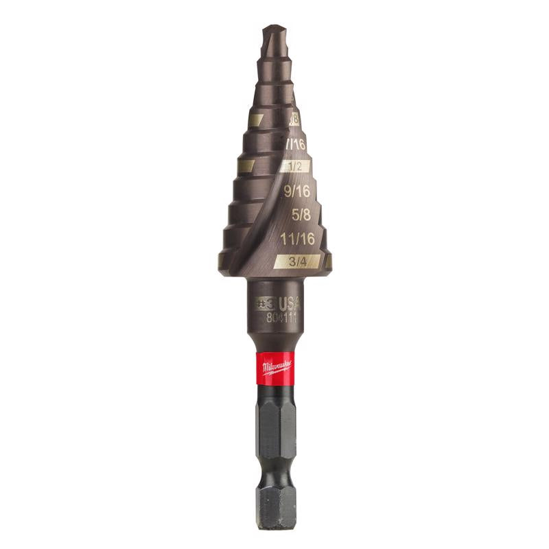 Milwaukee Shockwave 3/16 - 3/4 in. X 3.283 in. L High Speed Steel Impact Step Drill Bit Quick-Change