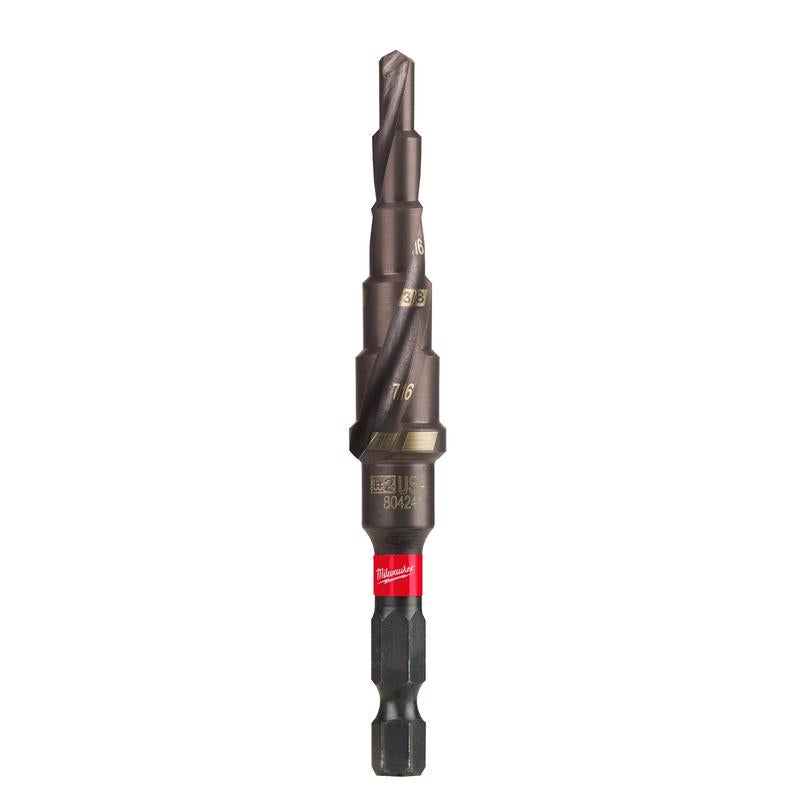 Milwaukee Shockwave 3/16 to 1/2 in. X 3.68 in. L High Speed Steel Impact Step Drill Bit Hex Shank 1