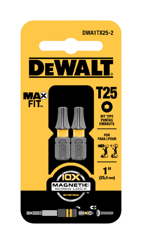 DeWalt Max Fit Torx T25 X 1 in. L Insert Bit S2 Tool Steel 2 pc