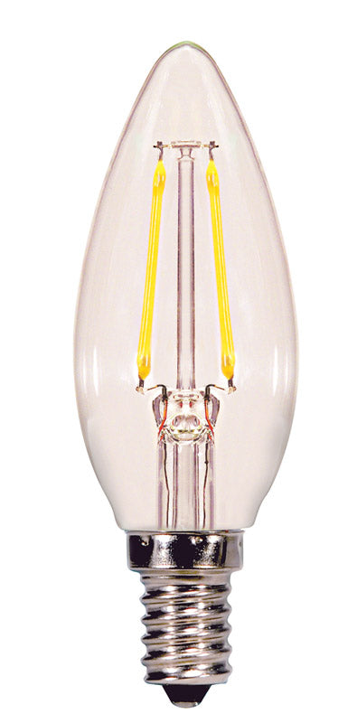 Satco B11 E12 (Candelabra) Filament LED Bulb Warm White 60 Watt Equivalence 2 pk
