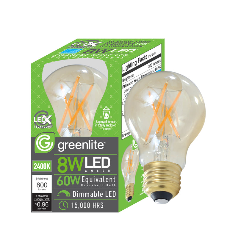Greenlite A19 E26 (Medium) LED Bulb Amber 60 Watt Equivalence 1 pk