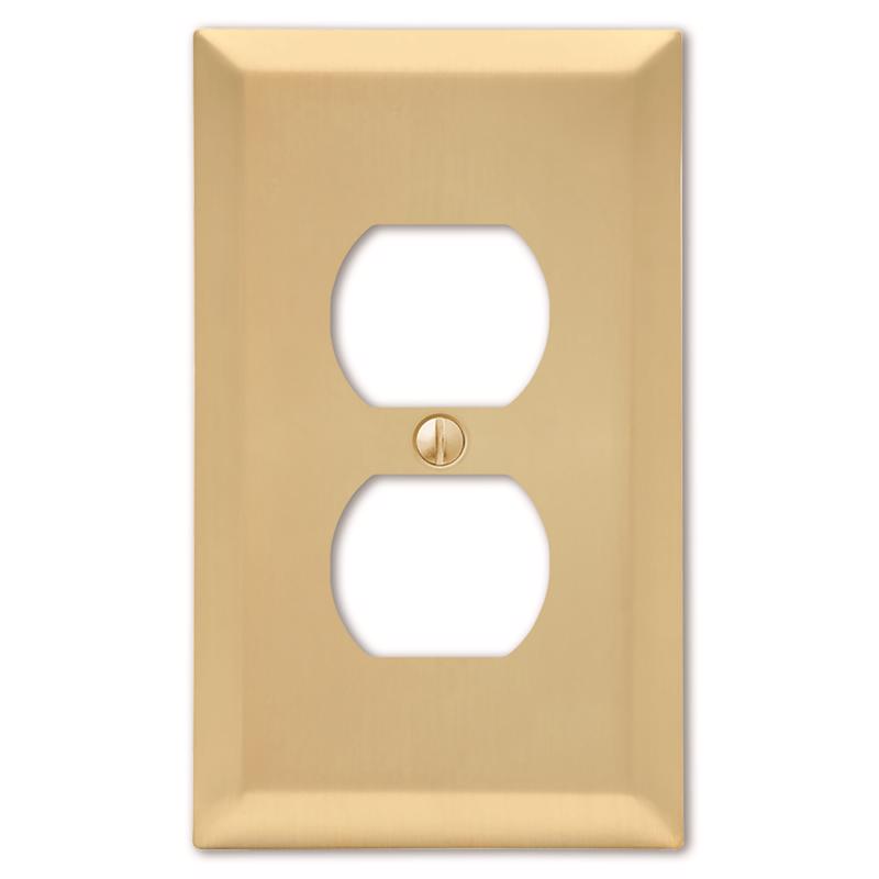 Amerelle Century Satin Brass 2 gang Stamped Steel Duplex Wall Plate 1 pk