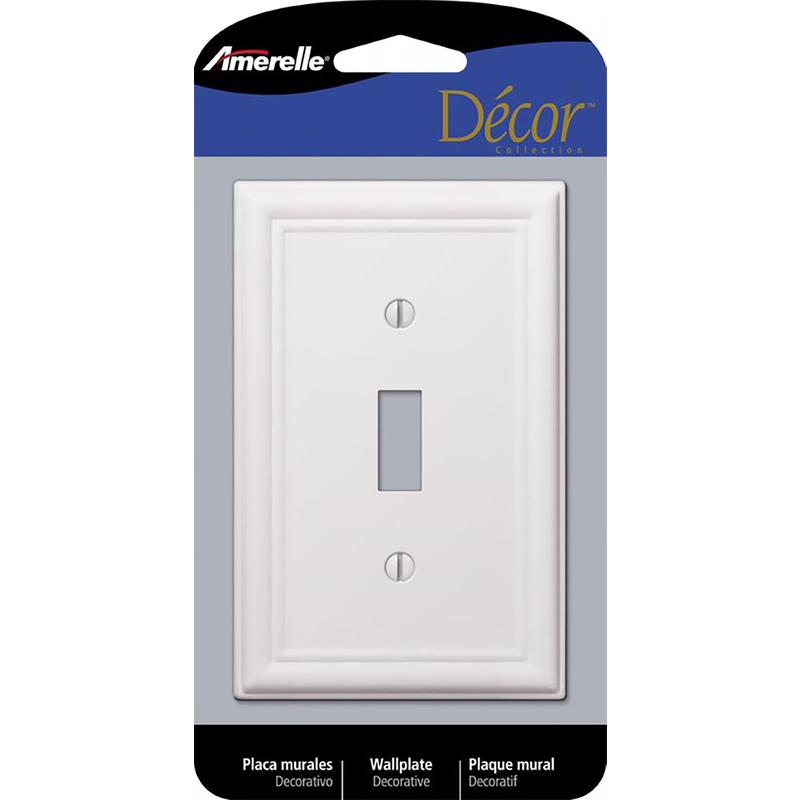 Amerelle Chelsea White 1 gang Stamped Steel Toggle Wall Plate 1 pk