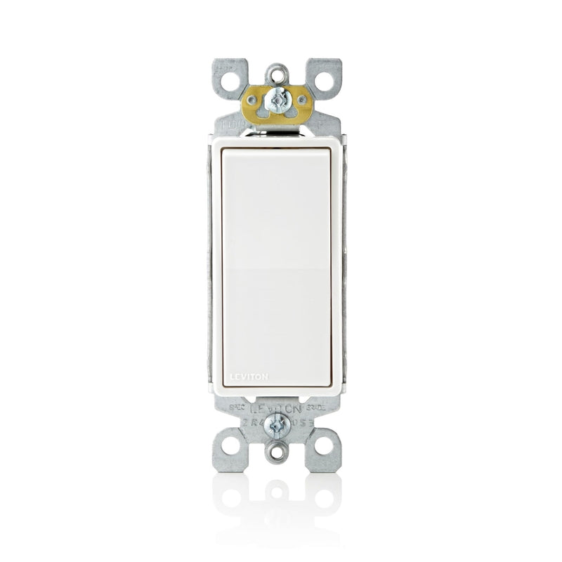 Leviton Decora 15 amps Single Pole Antimicrobial Treated Rocker AC Quiet Switch White 1 pk