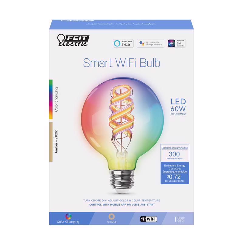 Feit Smart Home G30 E26 (Medium) Smart-Enabled LED Bulb Color Changing 60 Watt Equivalence 1 pk