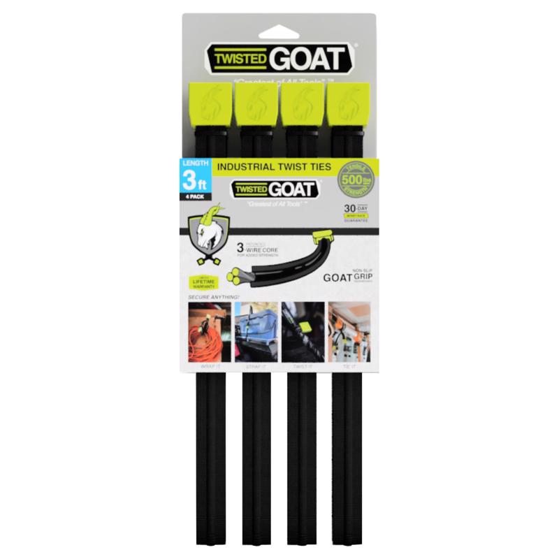 Twisted Goat 36 in. L Black Twist Ties 4 pk