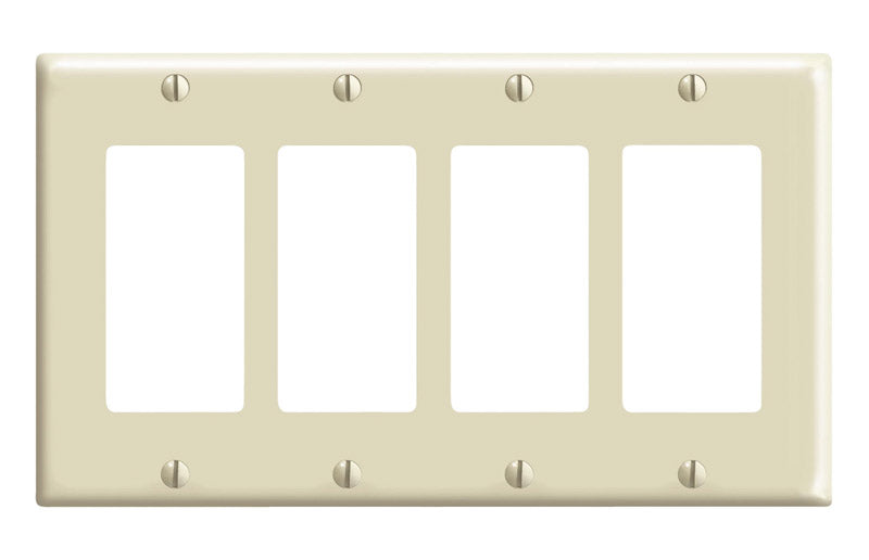 Leviton Decora Ivory 4 gang Thermoset Plastic Decorator Wall Plate 1 pk