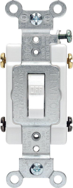 Leviton 20 amps Double Pole Toggle AC Quiet Switch White 1 pk