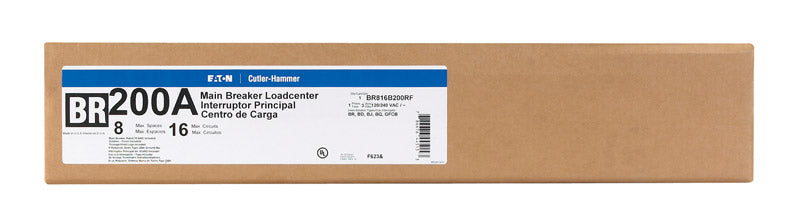 Eaton 200 amps 120/240 V 8 space 16 circuits Surface Mount Main Breaker Load Center