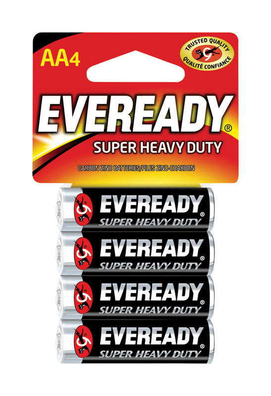 Eveready Super Heavy Duty AA Zinc Carbon Batteries 4 pk Carded