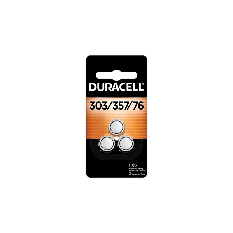 Duracell Silver Oxide 303/357/76 1.5 V 0.18 mAh Electronic/Watch Battery 3 pk
