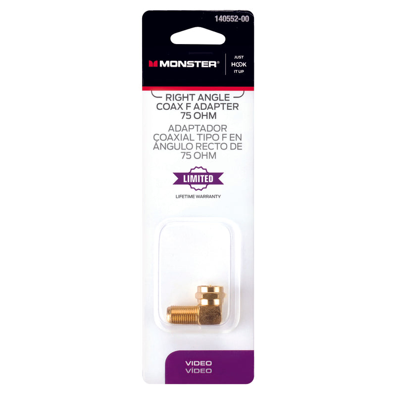 Monster Just Hook It Up Right Angle Coax F Adapter 75 ohm 1 pk