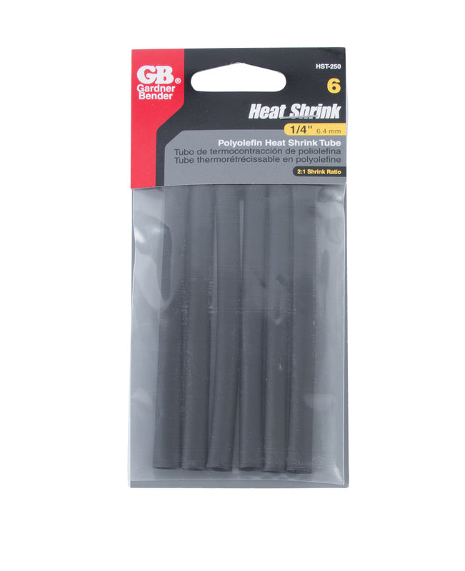 Gardner Bender 1/4 in. D Heat Shrink Tubing Black 6 pk