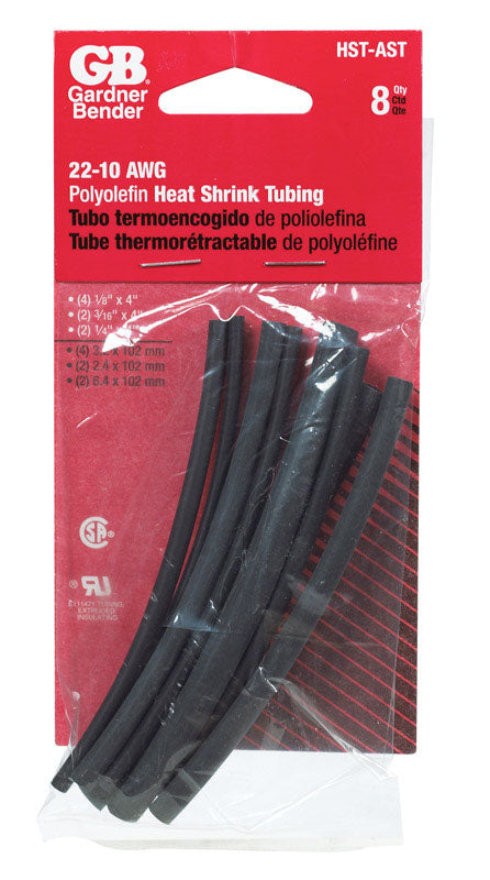 Gardner Bender Heat Shrink Tubing Black 8 pk