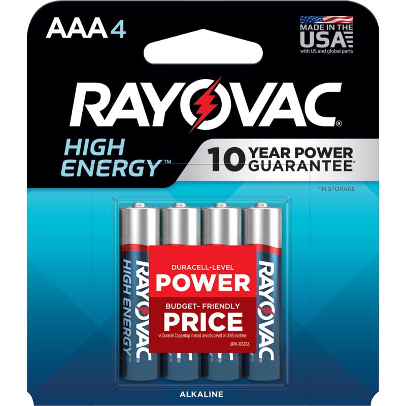 Rayovac High Energy AAA Alkaline Batteries 4 pk Carded