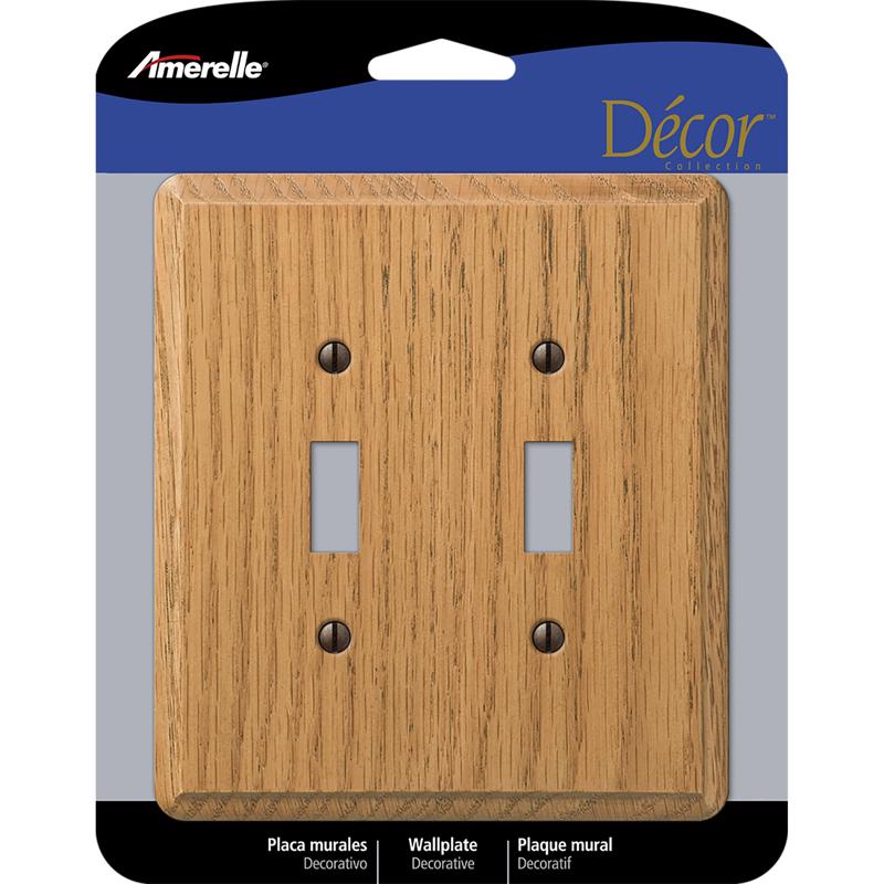 Amerelle Contemporary Brown 2 gang Wood Toggle Wall Plate 1 pk