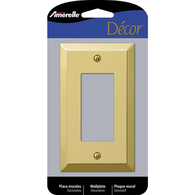 Amerelle Century Polished Brass 1 gang Stamped Steel Decorator Wall Plate 1 pk