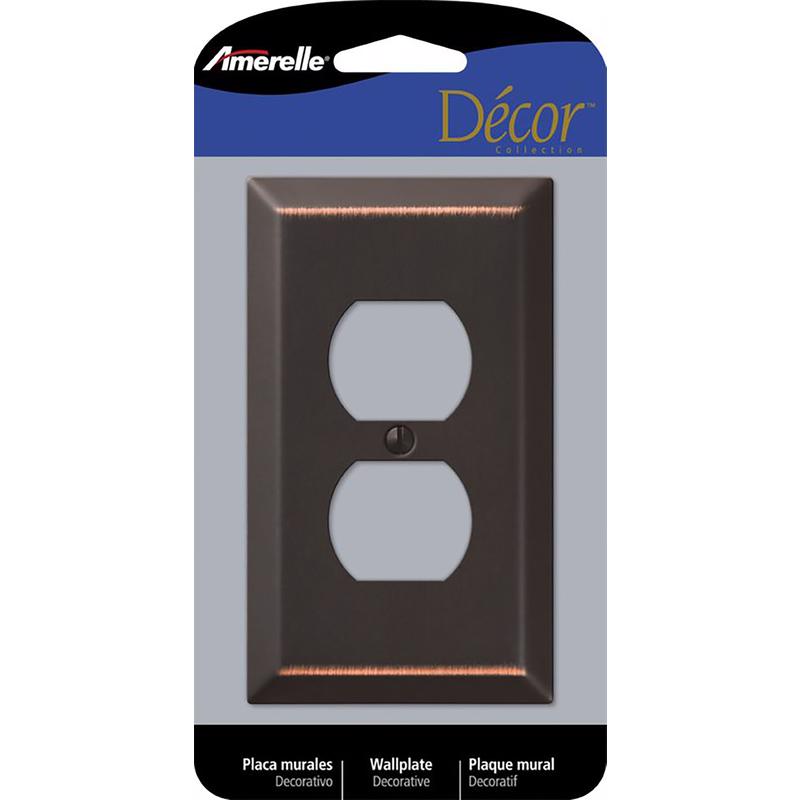Amerelle Century Aged Bronze 1 gang Stamped Steel Duplex Wall Plate 1 pk