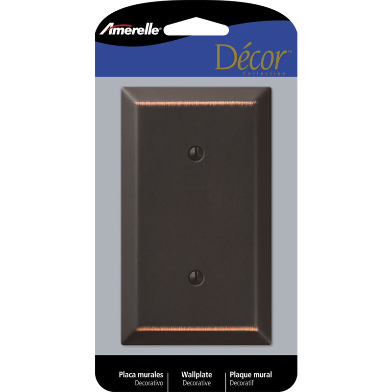 Amerelle Century Aged Bronze 1 gang Stamped Steel Blank Wall Plate 1 pk