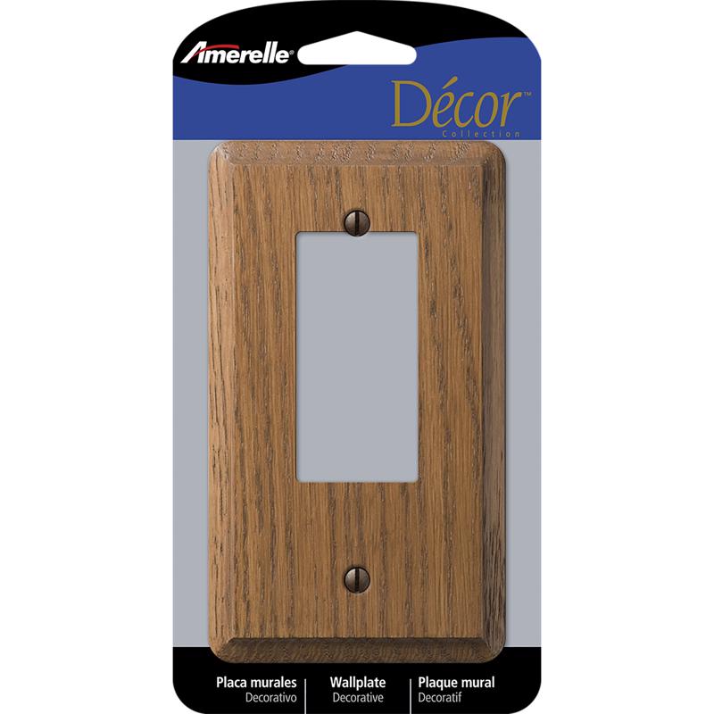 Amerelle Contemporary Brown 1 gang Oak Wood Decorator Wall Plate 1 pk