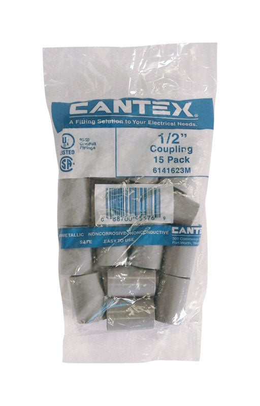 Cantex 1/2 in. D PVC Electrical Conduit Coupling For PVC 15 pk