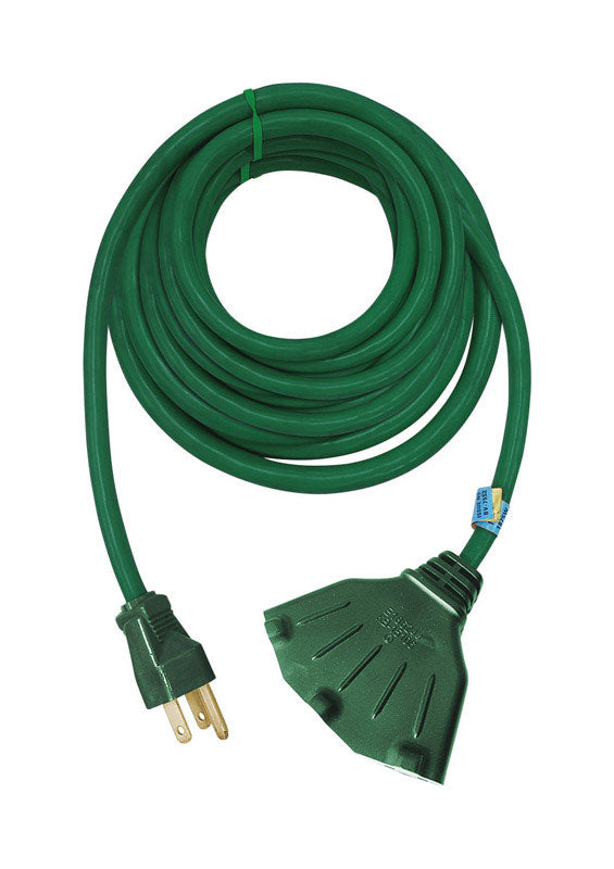 Projex Indoor or Outdoor 50 ft. L Green Triple Outlet Cord 16/3