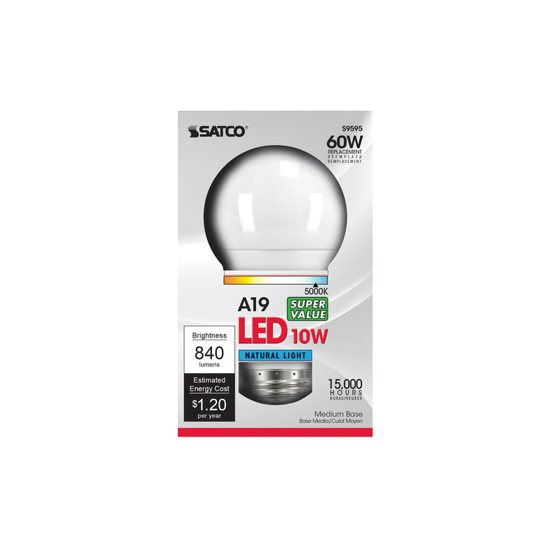 Satco A19 E26 (Medium) LED Bulb Natural Light 60 Watt Equivalence 1 pk
