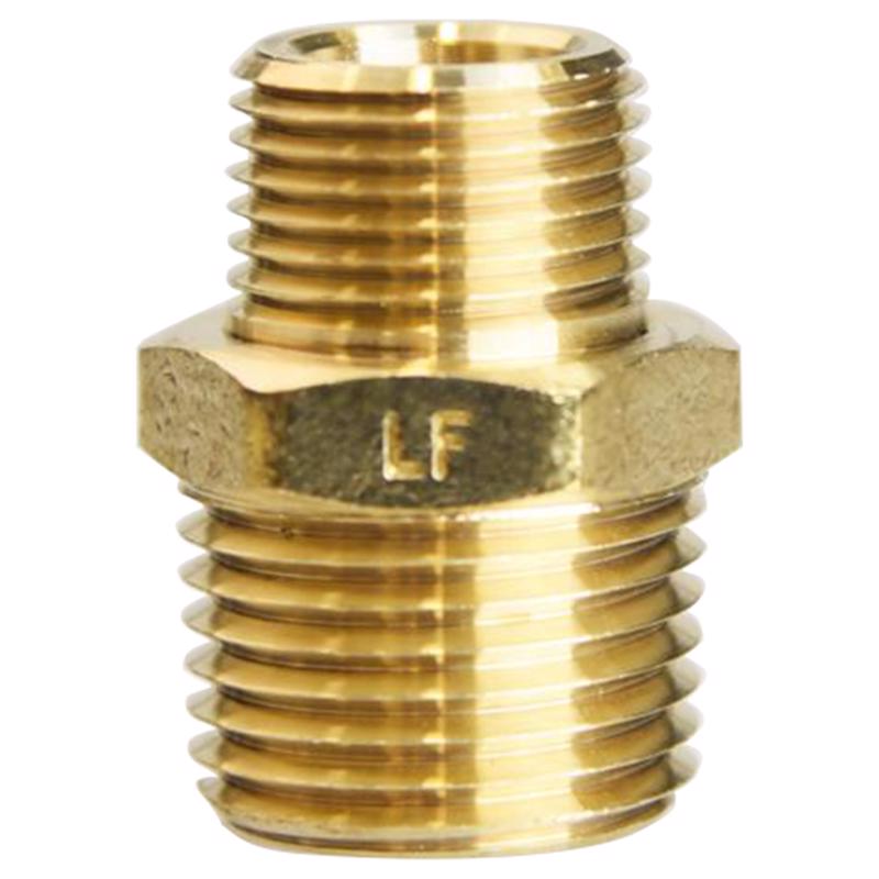1/2 in. MPT X 3/8 in. D MPT Brass Reducing Hex Nipple