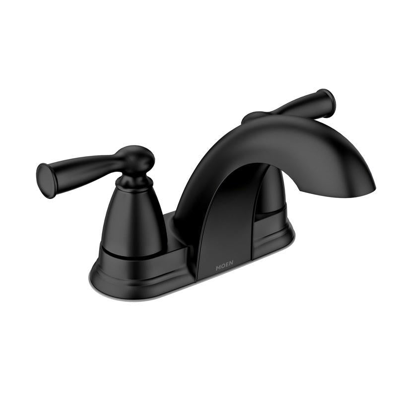 Moen Banbury Matte Black Centerset Bathroom Sink Faucet 4 in.
