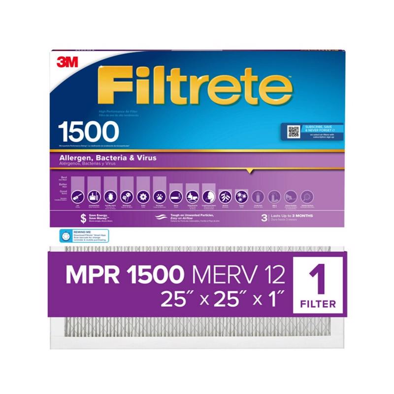 3M Filtrete 25 in. W X 25 in. H X 1 in. D 12 MERV Pleated Air Filter 1 pk