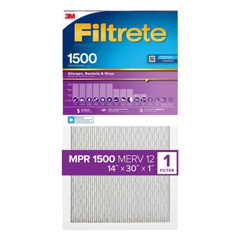 3M Filtrete 14 in. W X 30 in. H X 1 in. D Synthetic 12 MERV Pleated Ultra Allergen Filter 1 pk