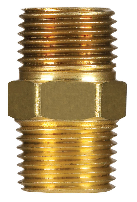 JMF Company 3/8 in. MPT Yellow Brass Hex Nipple
