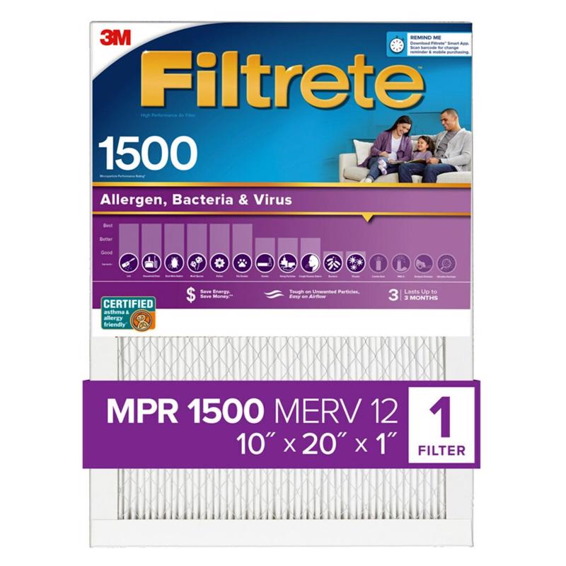 3M Filtrete 10 in. W X 20 in. H X 1 in. D 12 MERV Pleated Allergen Air Filter 1 pk