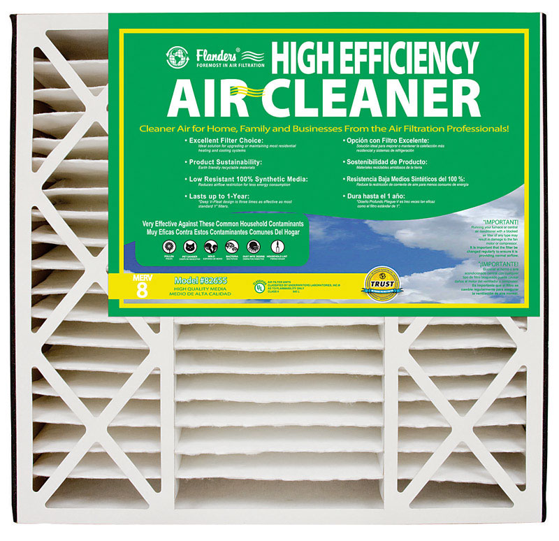 AAF Flanders 16 in. W X 25 in. H X 3 in. D Synthetic 8 MERV Pleated Air Filter 1 pk