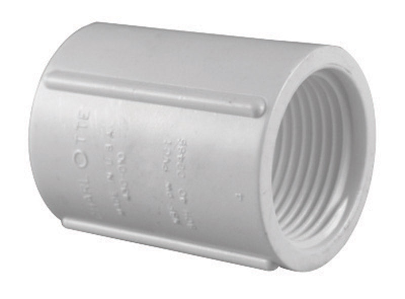 Charlotte Pipe Schedule 40 3/4 in. FPT X 3/4 in. D FPT PVC Coupling 1 pk