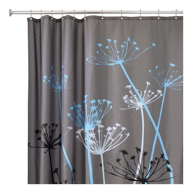 iDesign 72 in. H X 72 in. W Gray Thistle Shower Curtain Polyester