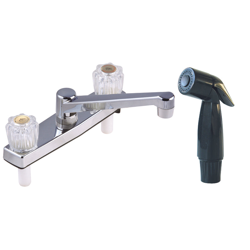 Home Plus Two Handle Chrome Kitchen Faucet Side Sprayer Included