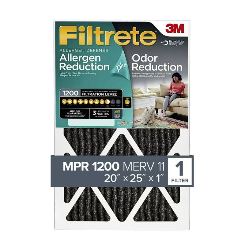Filtrete Odor Reduction 20 in. W X 25 in. H X 1 in. D Carbon 11 MERV Pleated Air Filter 1 pk