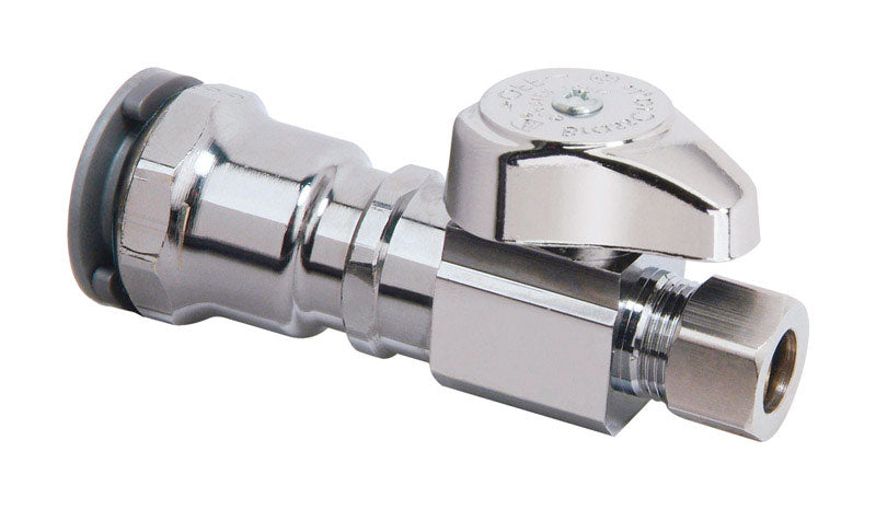 BrassCraft 1/2 in. MPT outlets X 3/8 in. Brass Shut-Off Valve