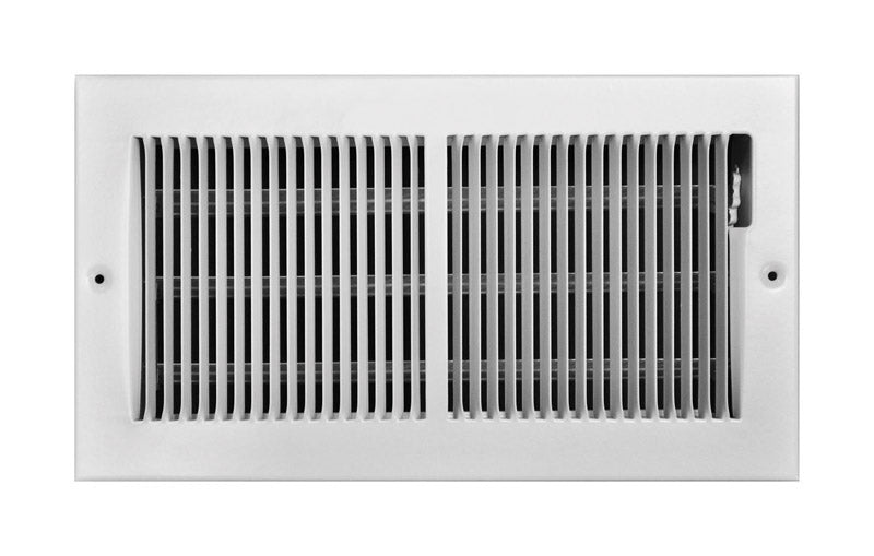 Tru Aire 6 in. H X 12 in. W 2-Way Powder Coat White Steel Floor Baseboard Register