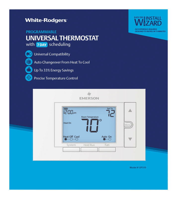 Emerson Heating and Cooling Push Buttons Programmable Thermostat