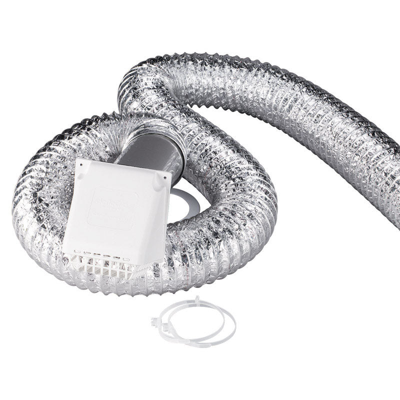 Deflect-O Supurr-Flex 8 ft. L X 4 in. D Silver/White Plastic Dryer Vent Kit