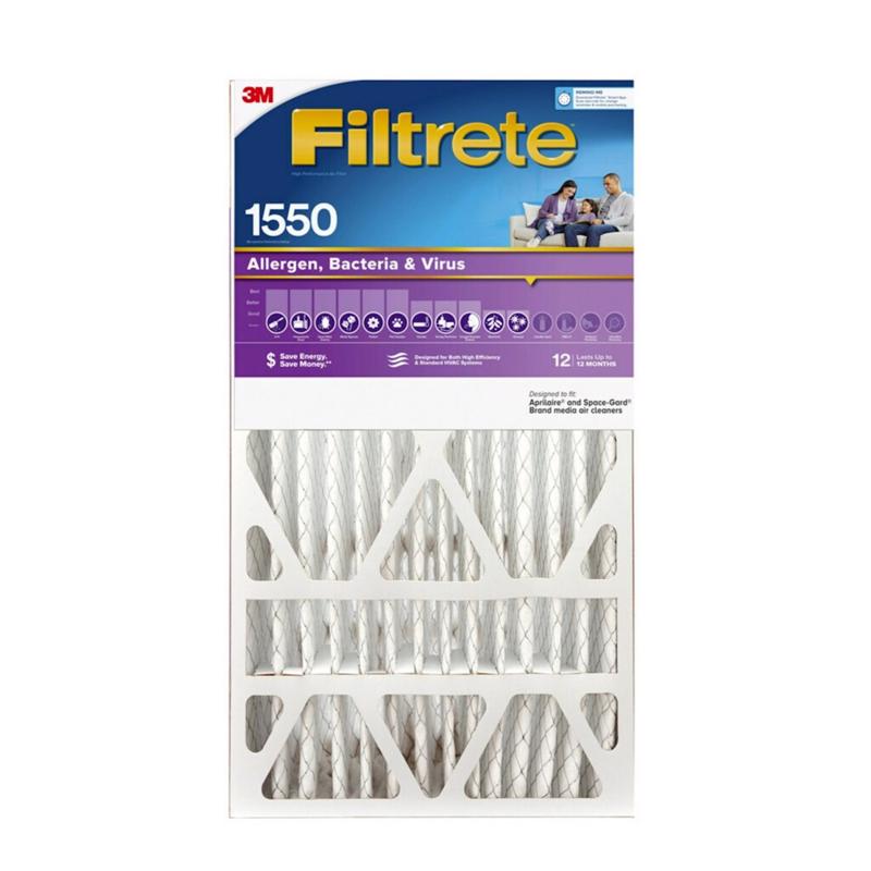 3M Filtrete Allergen, Bacteria & Virus 16 in. W X 25 in. H X 5 in. D Polypropylene 12 MERV Pleated A