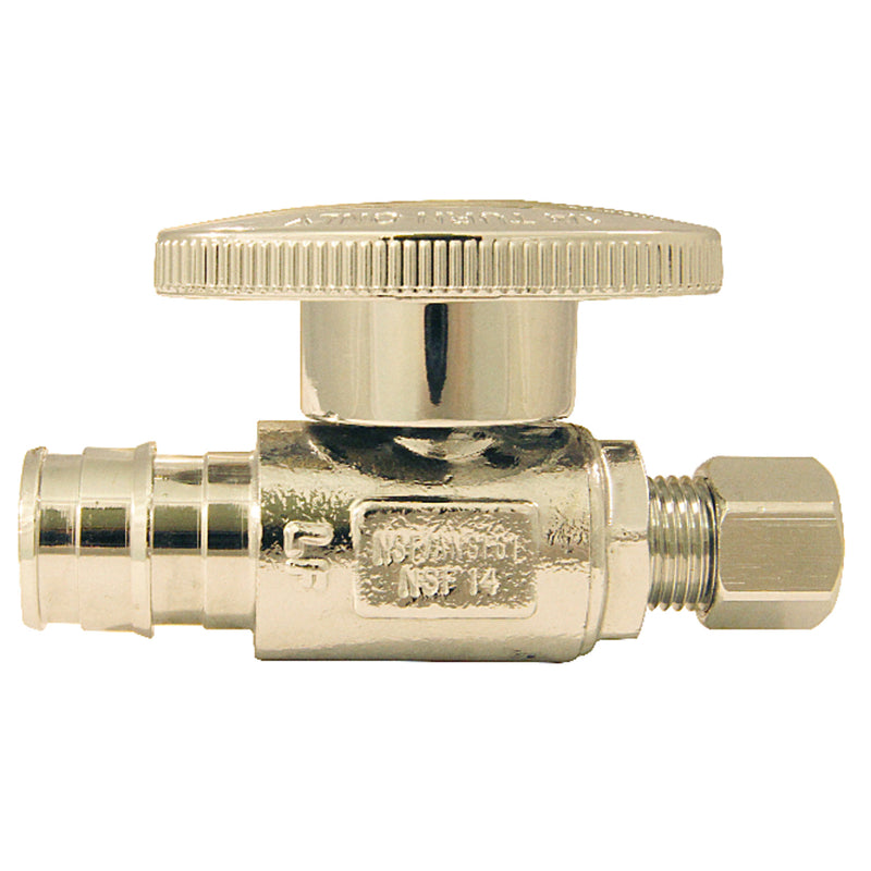 Apollo Pex A 1/2 in. Barb in to X 1/4 in. Compression Brass Straight Stop Valve
